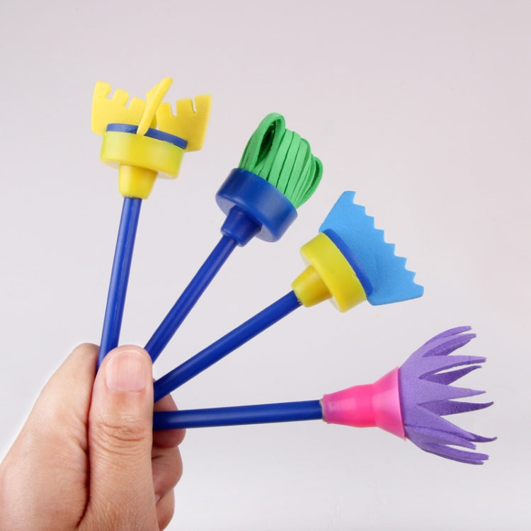 5 Sets Sponge Painting Brush Children Art Seal Tool, Random Color Delivery(4 PCS/Set Besom)
