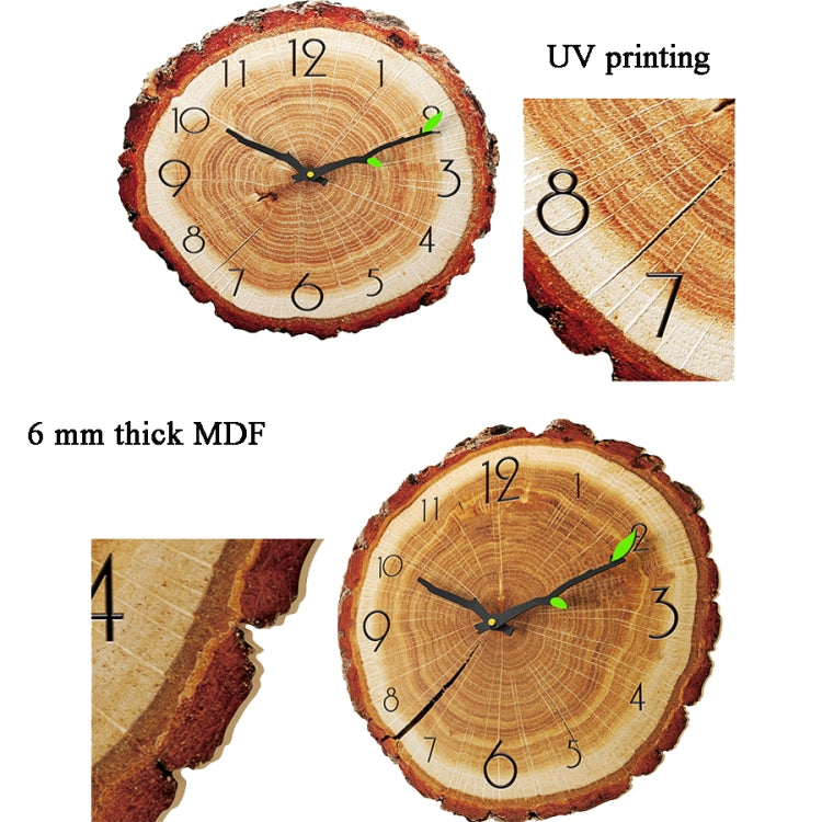 12 Inches Wood Grain Annual Ring Quartz Silent Clock Wall Clock, Style:MW021-12 (28x30 cm)