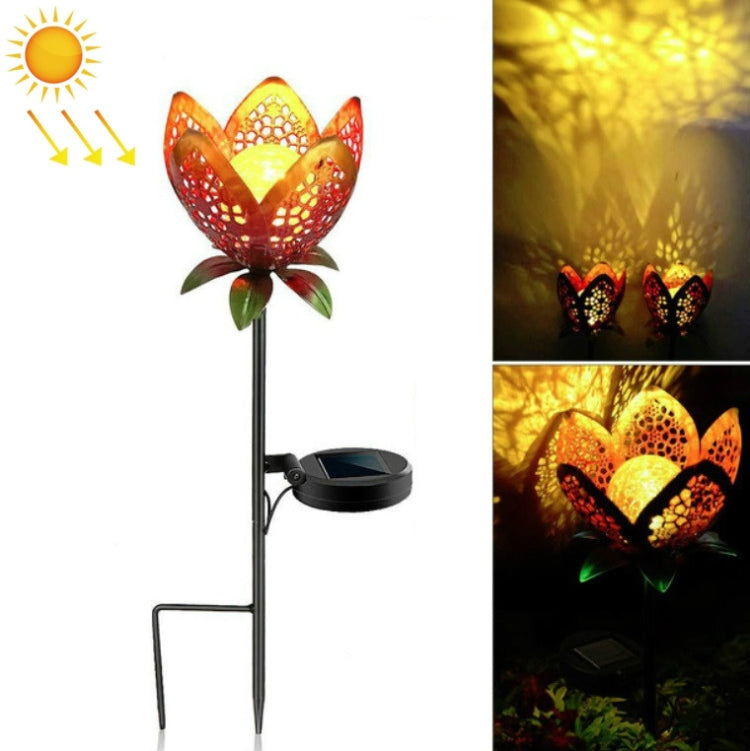 Solar Hollow Wrought Iron Flower Projection Lamp Outdoor Landscape Decorative Lamp