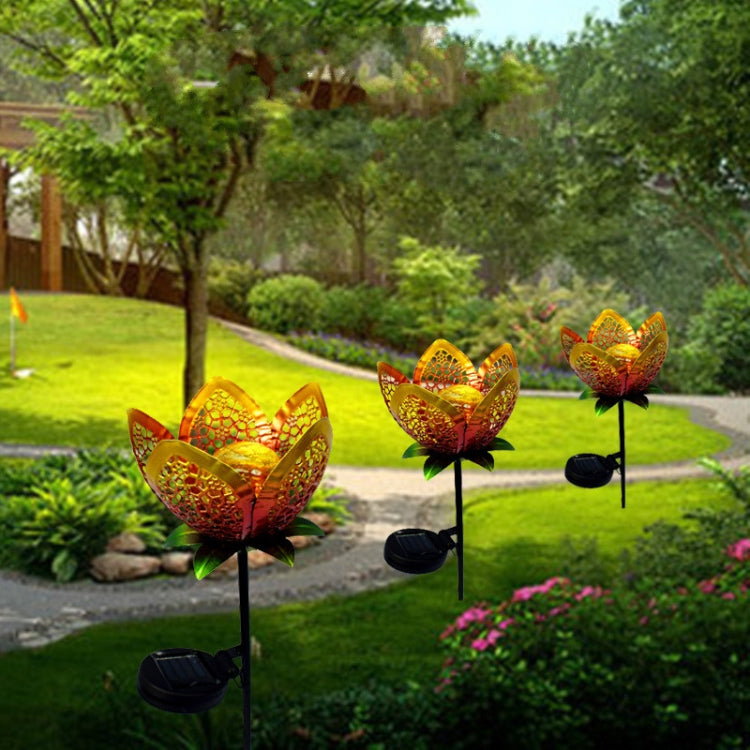 Solar Hollow Wrought Iron Flower Projection Lamp Outdoor Landscape Decorative Lamp