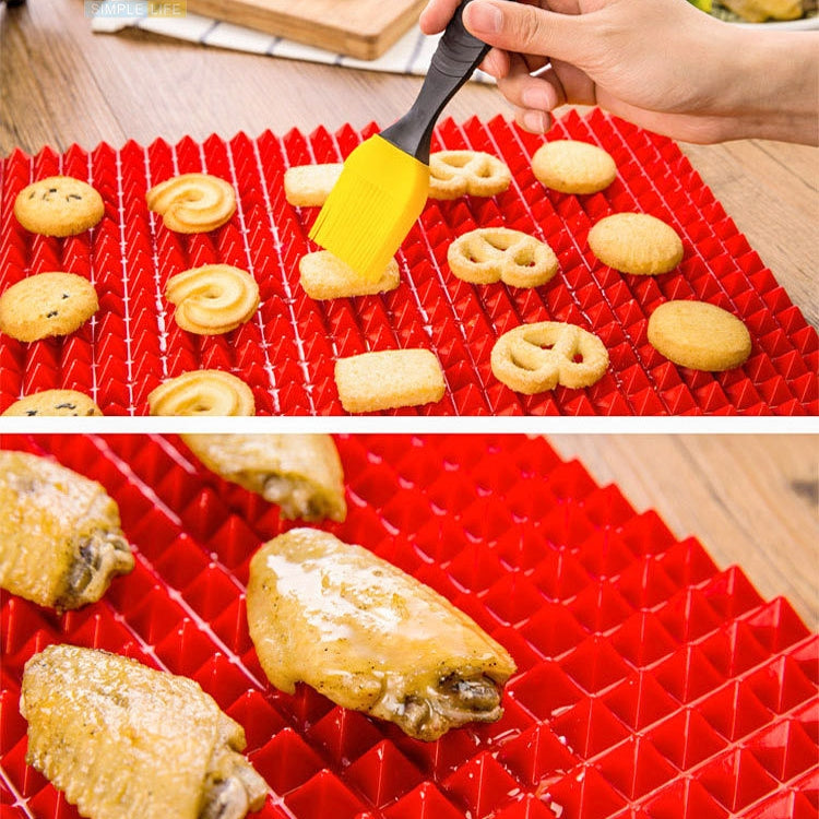 2 PCS Silicone Multifunctional Bbq Pizza Mat Multifunctional Placemat Grill Mat Microwave Baking Mat