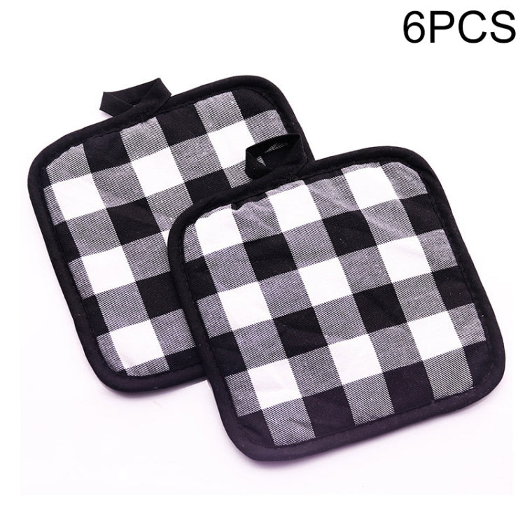 6 PCS Cotton Plaid Fabric Square Placemat Thick Insulation Coaster Household Microwave Oven Baking Anti-Scalding Pot Mat