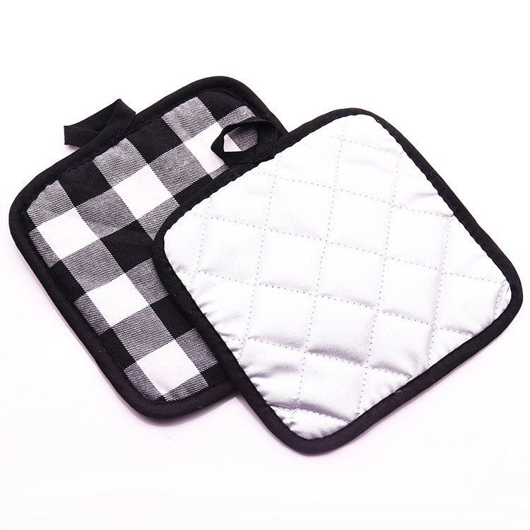 6 PCS Cotton Plaid Fabric Square Placemat Thick Insulation Coaster Household Microwave Oven Baking Anti-Scalding Pot Mat