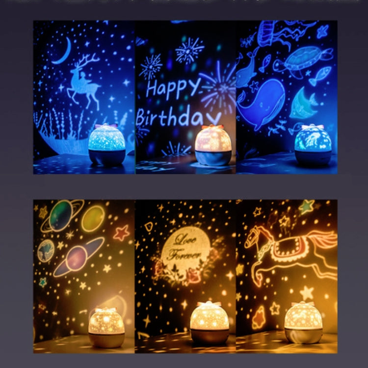 Romantic Starry Projection Night Light Children Bedside Decoration Gift Lamp, Style:Music Box