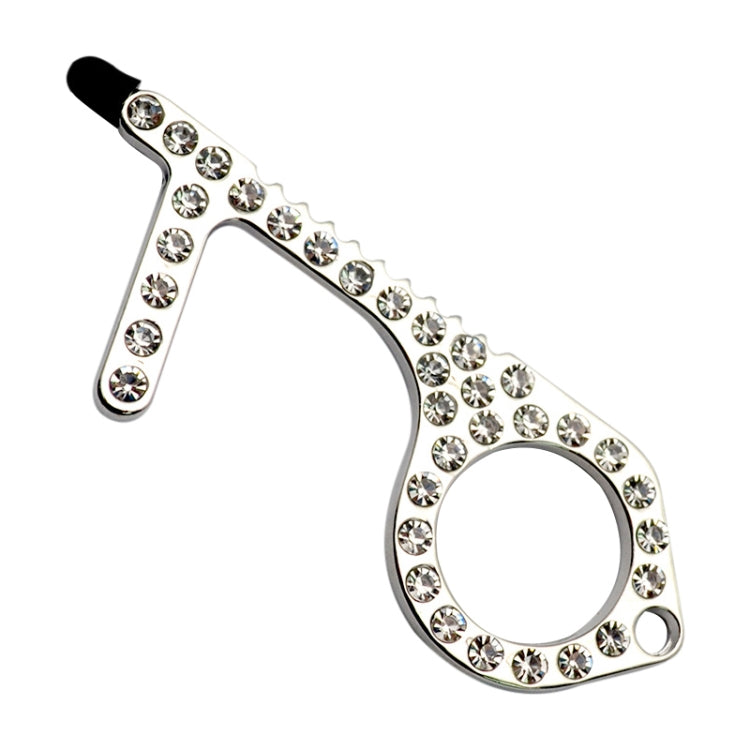 10 PCS Zinc Alloy Diamond-Studded Non-Contact Door Openner Safety Protection Door Hook Press Elevator Button Tool