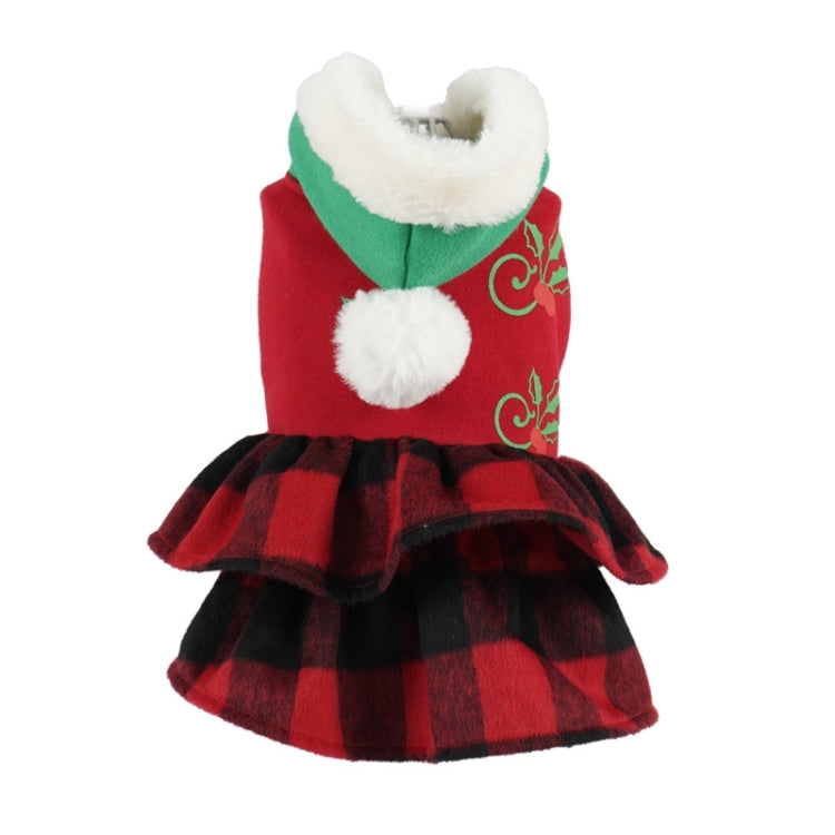 Christmas Dog Cat Dress Plaid Two-Legged Princess Dress, Size: M