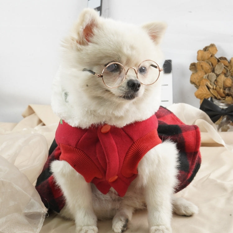Christmas Dog Cat Dress Plaid Two-Legged Princess Dress, Size: M