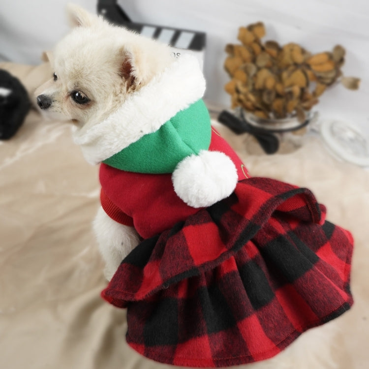 Christmas Dog Cat Dress Plaid Two-Legged Princess Dress, Size: M