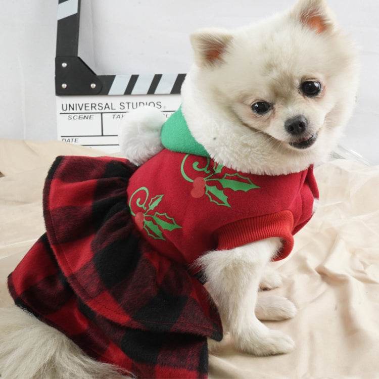 Christmas Dog Cat Dress Plaid Two-Legged Princess Dress, Size: XL