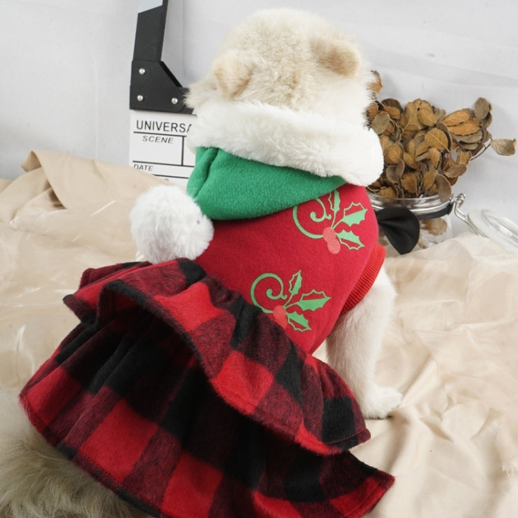 Christmas Dog Cat Dress Plaid Two-Legged Princess Dress, Size: XXL