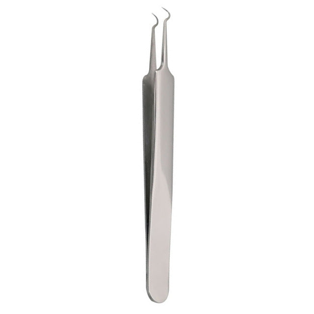 Stainless Steel Straight Bend Curved Blackhead Acne Clip Tweezer Pimple Remover(Curved Clip)