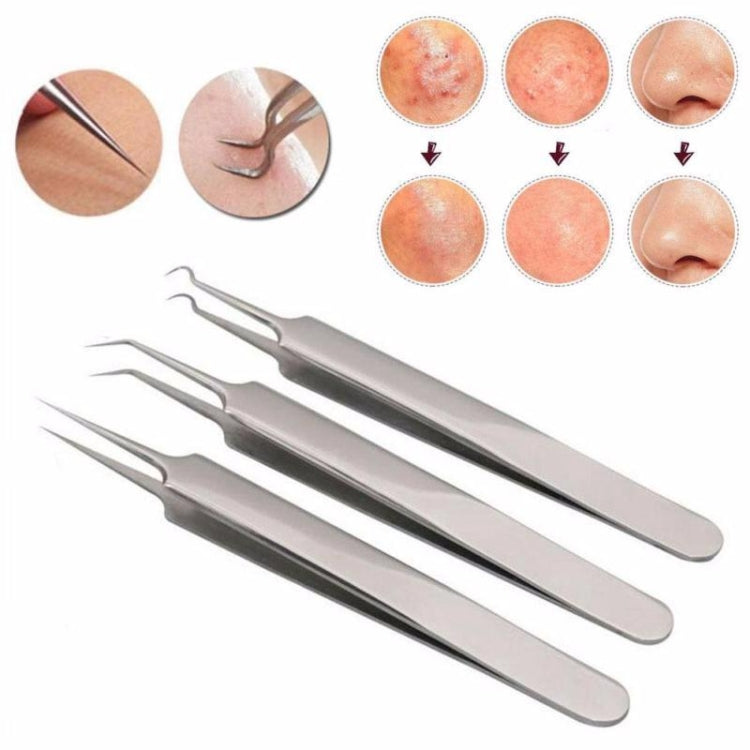 Stainless Steel Straight Bend Curved Blackhead Acne Clip Tweezer Pimple Remover(Curved Clip)