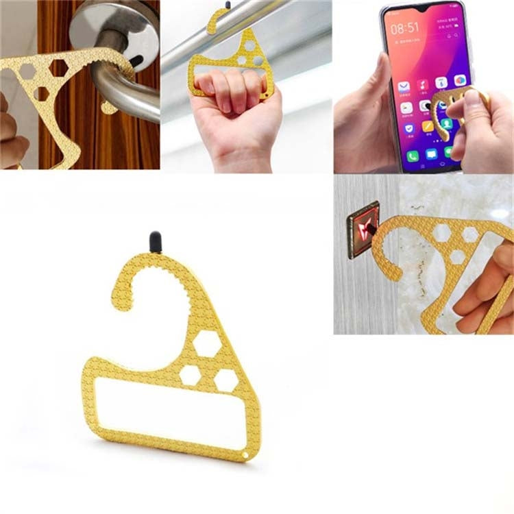 4 PCS Multifunctional EDC Door Opener Non-Contact Press Elevator Protection Keychain Handrail Pull Ring