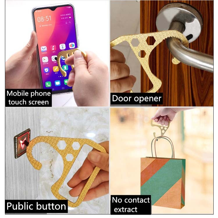 4 PCS Multifunctional EDC Door Opener Non-Contact Press Elevator Protection Keychain Handrail Pull Ring