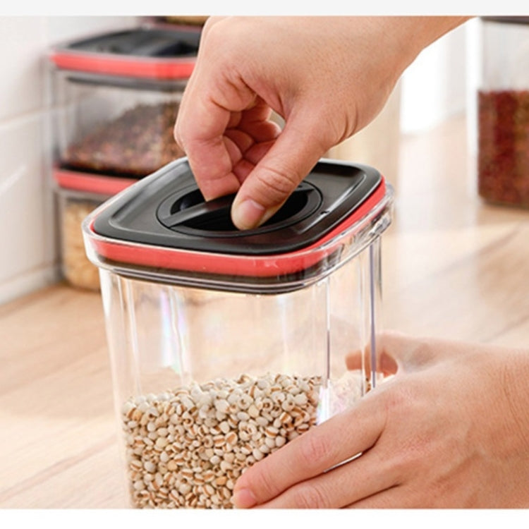 3 PCS Kitchen Storage Jar Sealed Refrigerator Food Storage Box Household Moisture-Proof Dried Fruit Jar, Capacity:600ml(Black Red)
