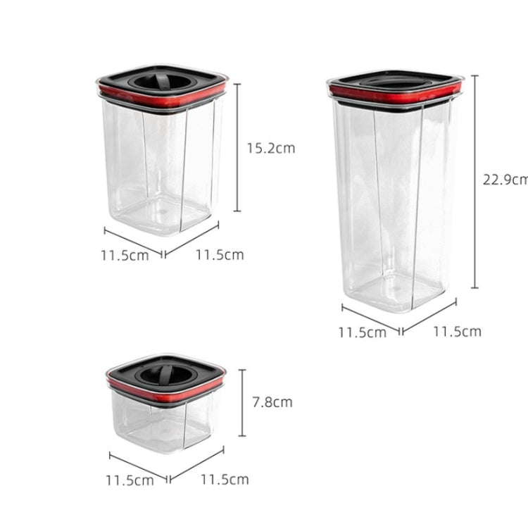3 PCS Kitchen Storage Jar Sealed Refrigerator Food Storage Box Household Moisture-Proof Dried Fruit Jar, Capacity:2000ml(Black Red)