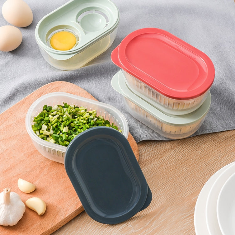 3 PCS Kitchen Chopped Green Onion Storage Box Refrigerator Food Storage Box Transparent Drain Sealed Box(Mint Green)