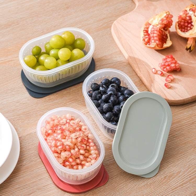 3 PCS Kitchen Chopped Green Onion Storage Box Refrigerator Food Storage Box Transparent Drain Sealed Box(Mint Green)