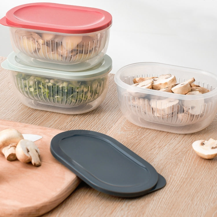 3 PCS Kitchen Chopped Green Onion Storage Box Refrigerator Food Storage Box Transparent Drain Sealed Box(Mint Green)