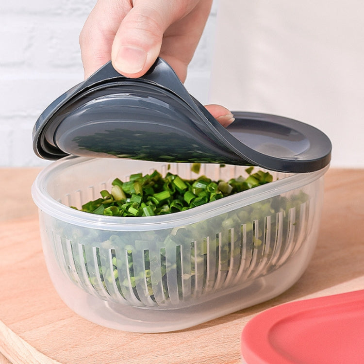 3 PCS Kitchen Chopped Green Onion Storage Box Refrigerator Food Storage Box Transparent Drain Sealed Box(Mint Green)