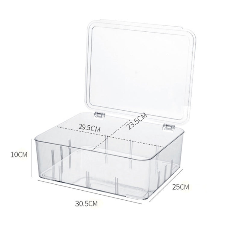 Food Storage Box Transparent Separated Fresh-Keeping Box Refrigerator Plastic Cold Storage Box, Style:No Grid