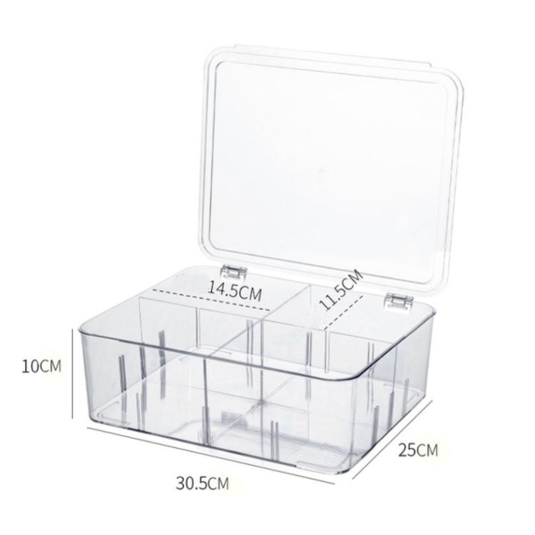Food Storage Box Transparent Separated Fresh-Keeping Box Refrigerator Plastic Cold Storage Box, Style:Quarter Grid