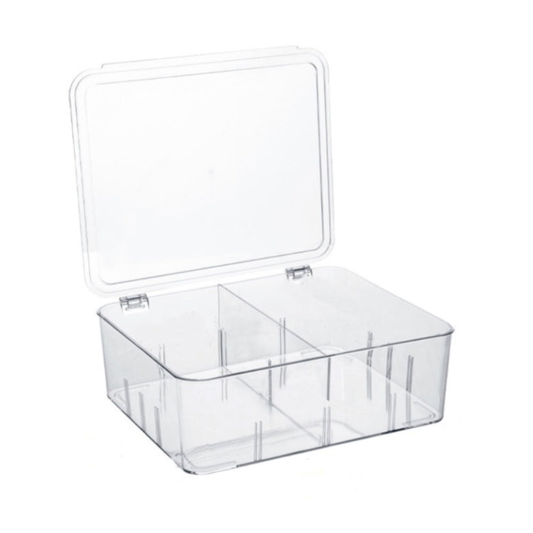 Food Storage Box Transparent Separated Fresh-Keeping Box Refrigerator Plastic Cold Storage Box, Style:Two-section Vertical