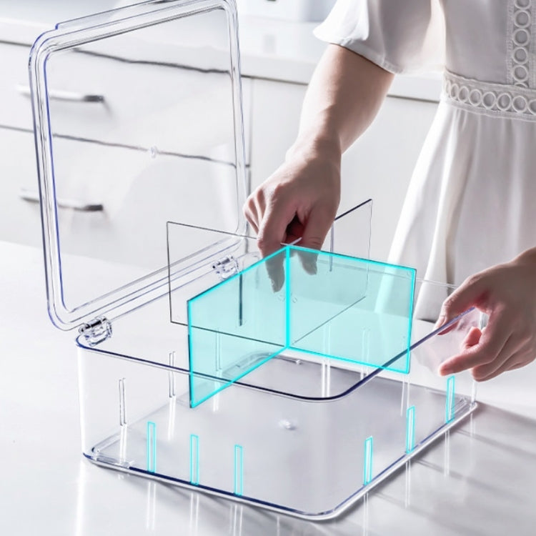 Food Storage Box Transparent Separated Fresh-Keeping Box Refrigerator Plastic Cold Storage Box, Style:Two-section Vertical