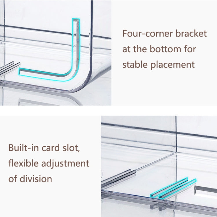 Food Storage Box Transparent Separated Fresh-Keeping Box Refrigerator Plastic Cold Storage Box, Style:Two-section Vertical