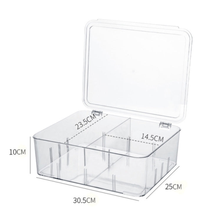 Food Storage Box Transparent Separated Fresh-Keeping Box Refrigerator Plastic Cold Storage Box, Style:Two-section Vertical