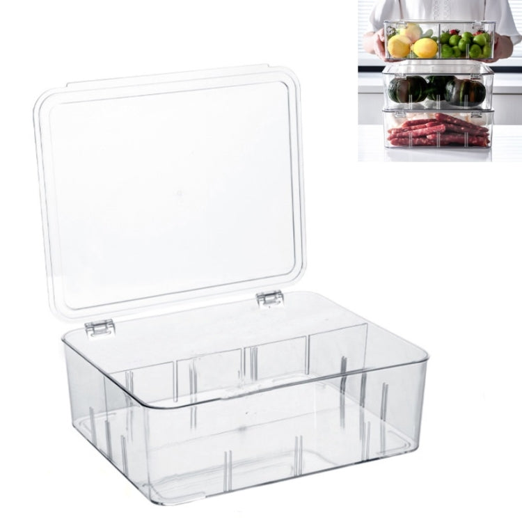 Food Storage Box Transparent Separated Fresh-Keeping Box Refrigerator Plastic Cold Storage Box, Style:Two-section Horizontal