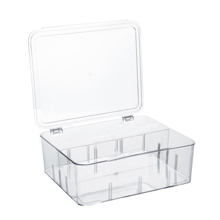 Food Storage Box Transparent Separated Fresh-Keeping Box Refrigerator Plastic Cold Storage Box, Style:Two-section Horizontal