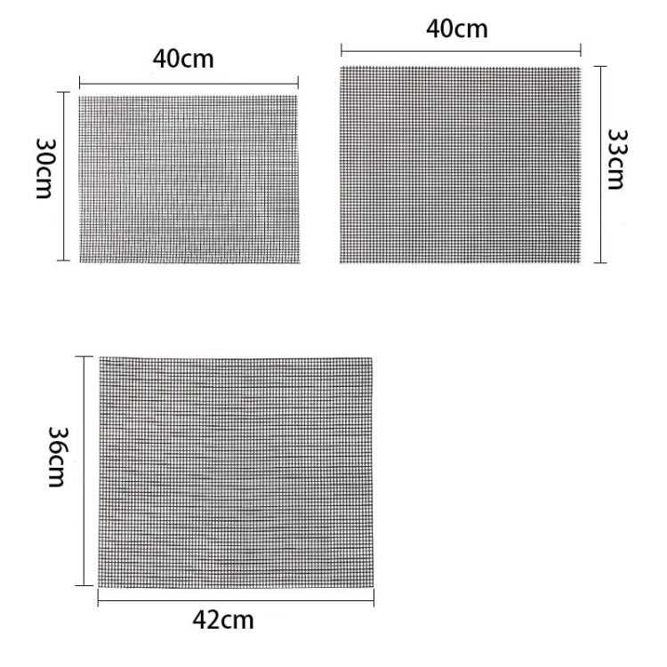 3 PCS Non-Stick Grid Sheet Teflon Barbecue Mat Grill Grid Mat, Size:36x42 cm