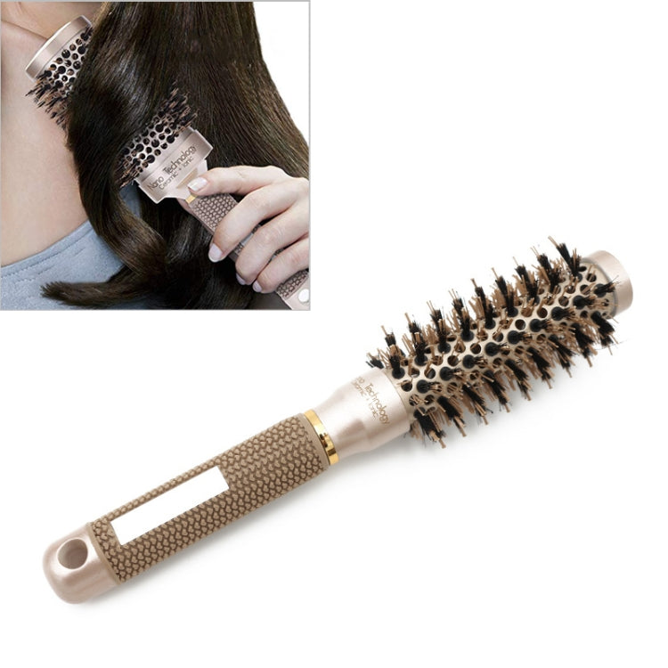 Ceramic Aluminium Hair Comb Round Brush with Nylon Bristle Professional Barber Styling Hair Brush