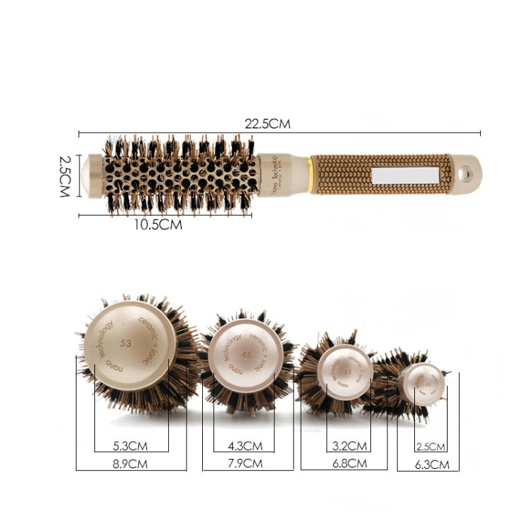 Ceramic Aluminium Hair Comb Round Brush with Nylon Bristle Professional Barber Styling Hair Brush