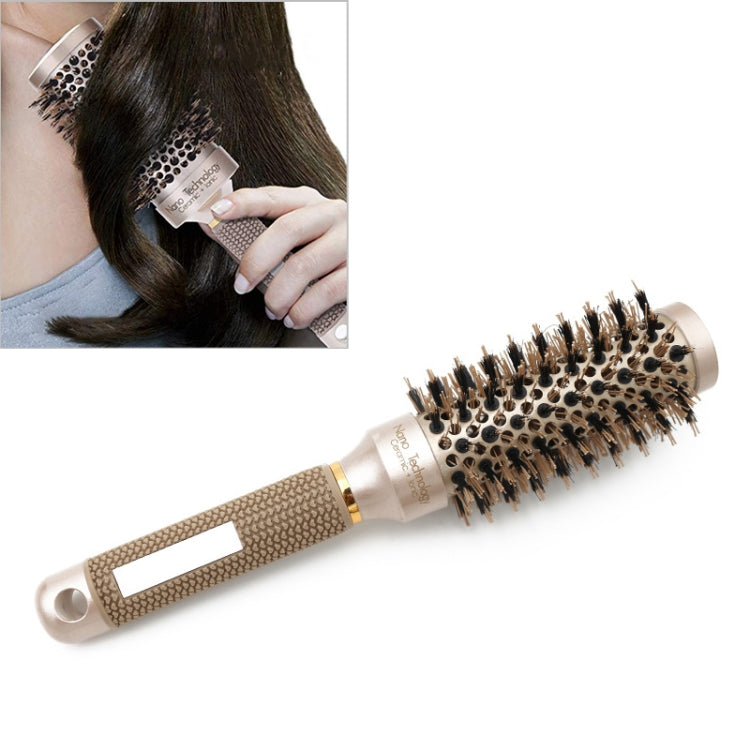 Ceramic Aluminium Hair Comb Round Brush with Nylon Bristle Professional Barber Styling Hair Brush