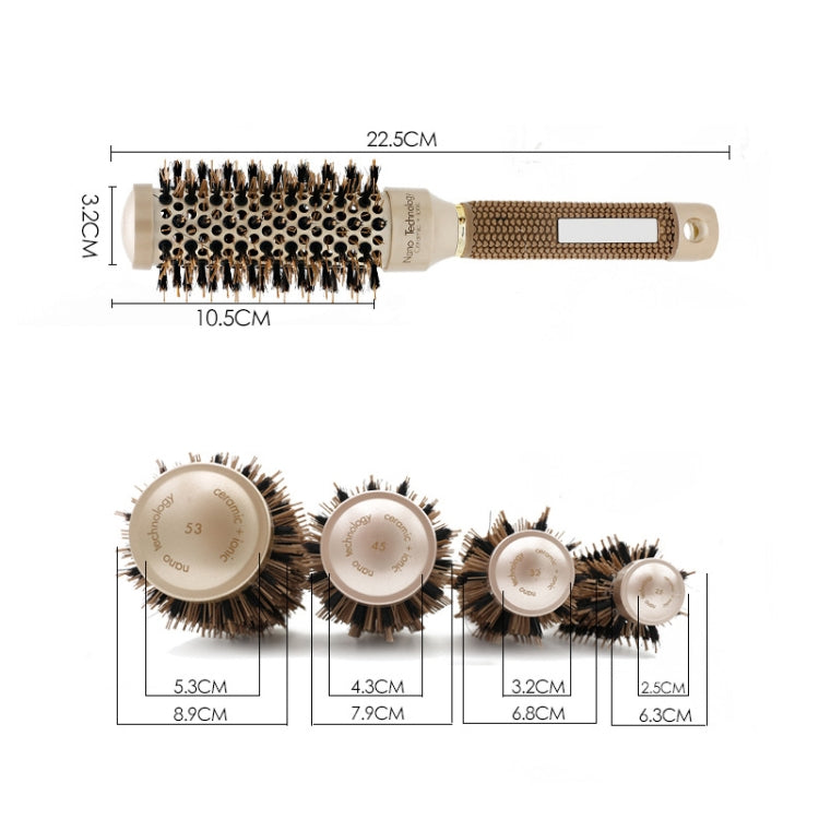 Ceramic Aluminium Hair Comb Round Brush with Nylon Bristle Professional Barber Styling Hair Brush