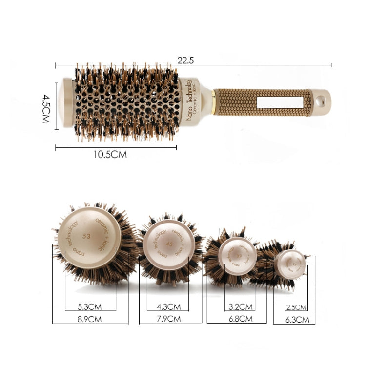 Ceramic Aluminium Hair Comb Round Brush with Nylon Bristle Professional Barber Styling Hair Brush