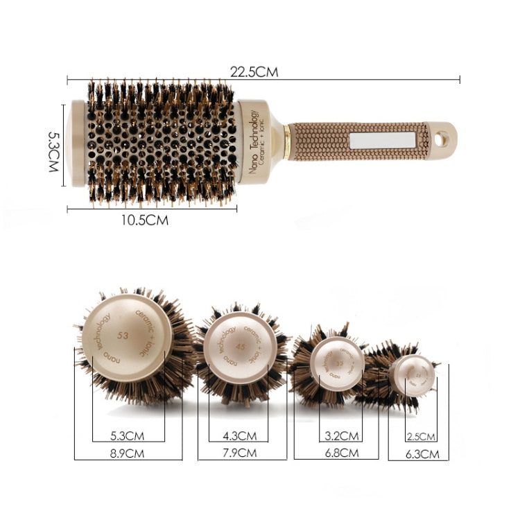 Ceramic Aluminium Hair Comb Round Brush with Nylon Bristle Professional Barber Styling Hair Brush