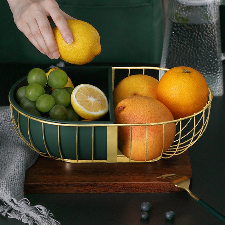 Wrought Iron Fruit Tray Hollow Home Coffee Table Snack Tray, Style:Golden