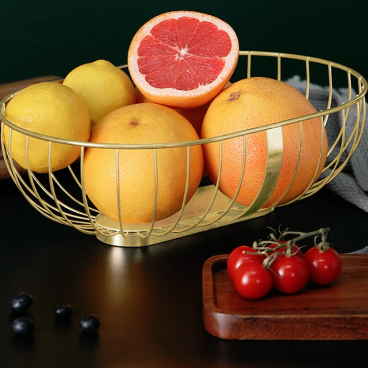 Wrought Iron Fruit Tray Hollow Home Coffee Table Snack Tray, Style:Golden