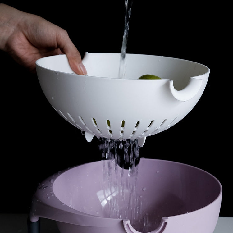 Fruit Plastic Basket With Handle Non-Slip Double Drain Basket Random Colour Delivery