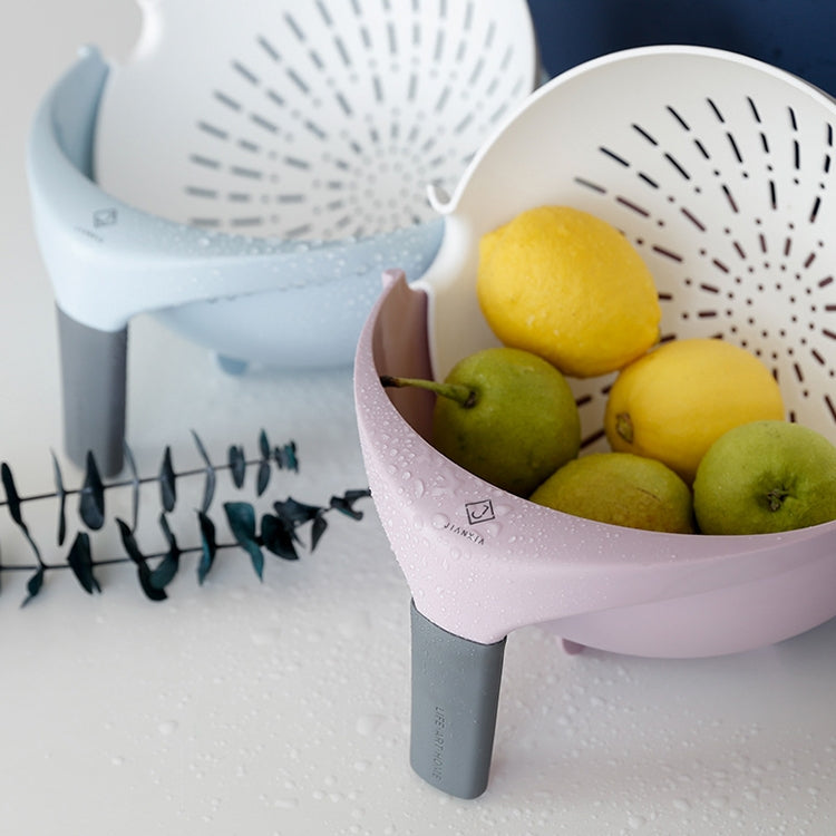 Fruit Plastic Basket With Handle Non-Slip Double Drain Basket Random Colour Delivery
