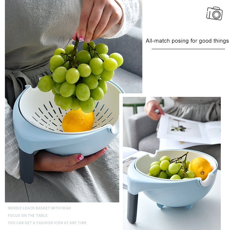 Fruit Plastic Basket With Handle Non-Slip Double Drain Basket Random Colour Delivery