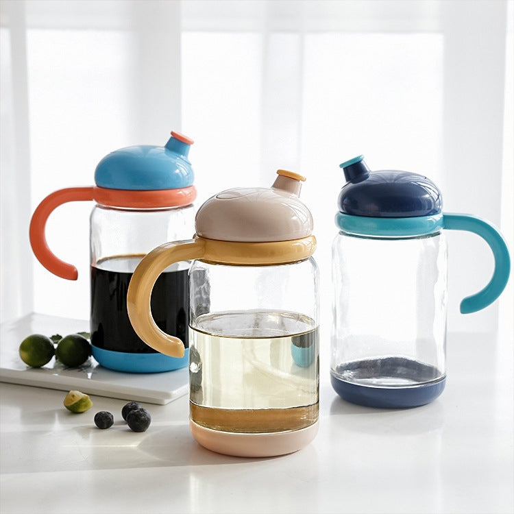 Large-Capacity Glass Hand-Held Oil Can Leak-Proof Seasoning Bottle Kitchen Supplies
