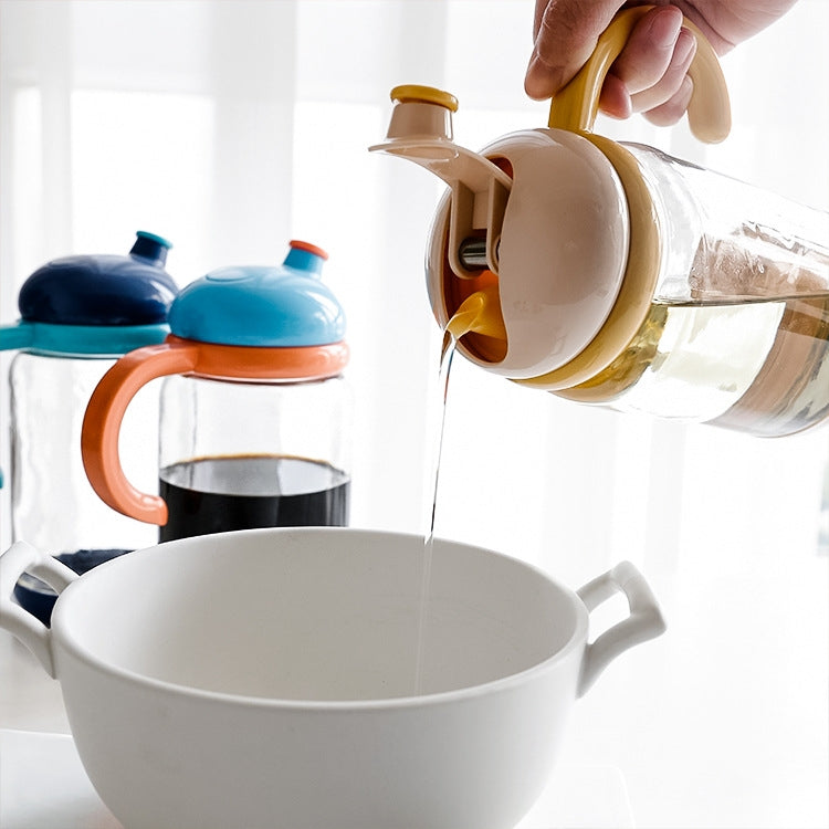 Large-Capacity Glass Hand-Held Oil Can Leak-Proof Seasoning Bottle Kitchen Supplies