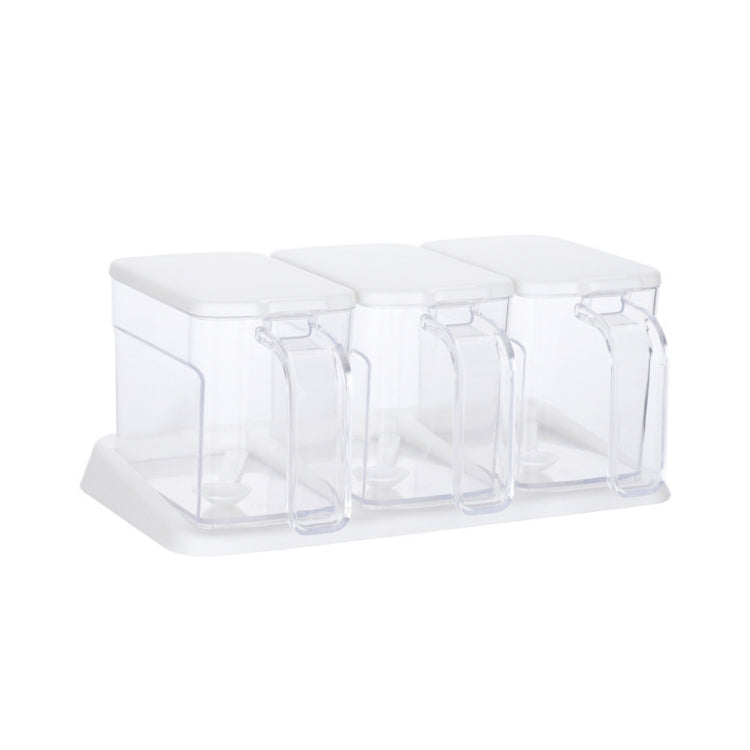 Kitchen Transparent Three-Grid Seasoning Box Set Seasoning Storage Box With Spoon