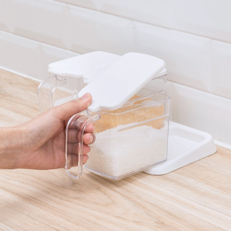 Kitchen Transparent Three-Grid Seasoning Box Set Seasoning Storage Box With Spoon
