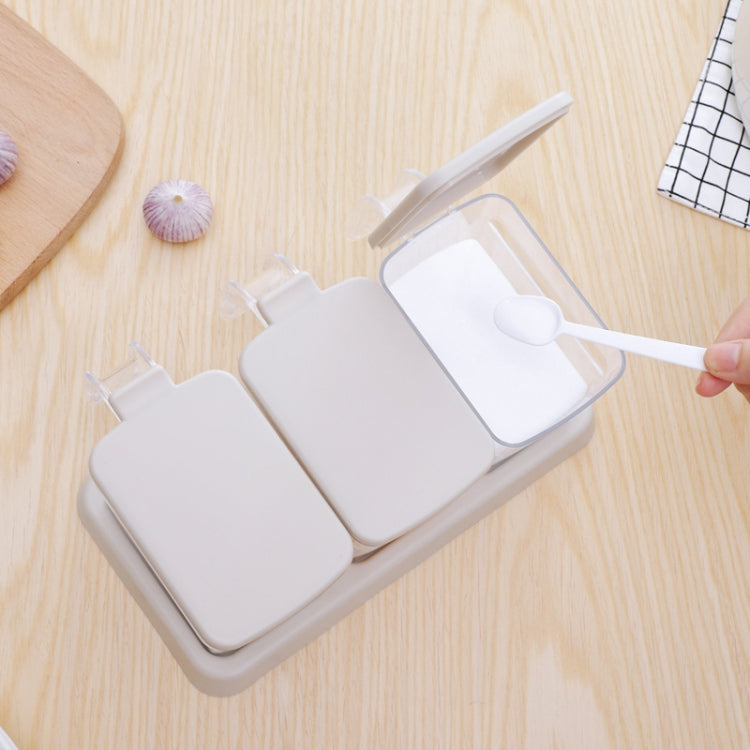 Kitchen Transparent Three-Grid Seasoning Box Set Seasoning Storage Box With Spoon
