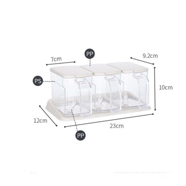 Kitchen Transparent Three-Grid Seasoning Box Set Seasoning Storage Box With Spoon